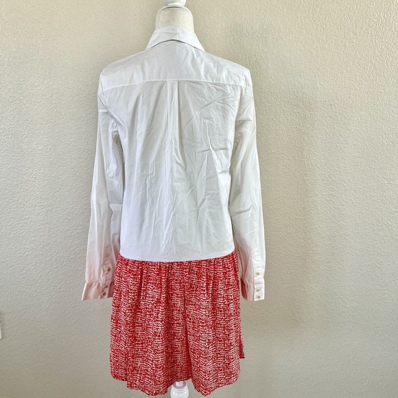 Diane Von Furstenberg DVF Sz Large Alison Drop Waist White & Red Pleated Dress - Picture 6 of 16
